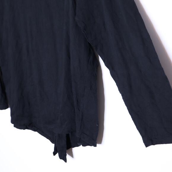PAS DE CALAIS Wrinkled Cotton Knit Cardigan Black One Button Casual Women's 38 - Picture 13 of 15